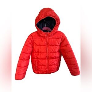 Sinsay Red Hooded Puffer Jacket Lightweight Winter Coat Girls 7-8 128 CM